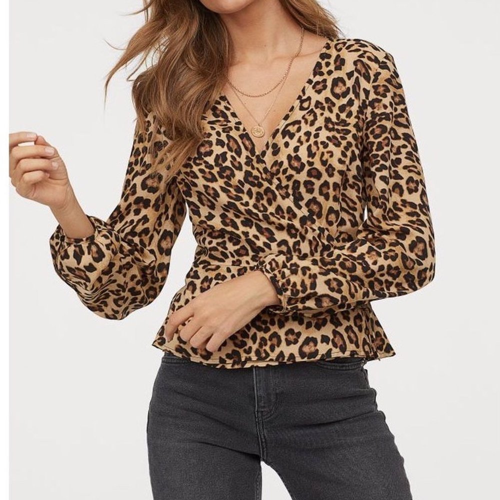 H&M Leopard Print Wrap Blouse